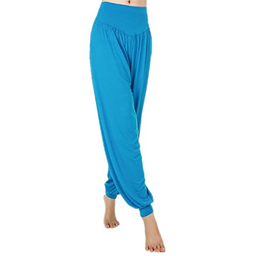 MEISHINE® Mujer Pantalones de Yoga Pantalones Deportivos Algodón Modal Harem Pantalón Polainas para Danza, Yoga, Ganduleado, Fitness - Muy Suave (Size S, Light Blue)