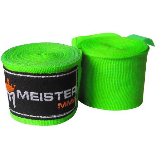 Meister 180" Vendas para Manos de algodón elásticas para MMA y Boxeo (Par) - Verde Fluorescente Meister 180" Vendas para Manos de algodón elásticas para MMA y Boxeo (Par) - Verde Fluorescente