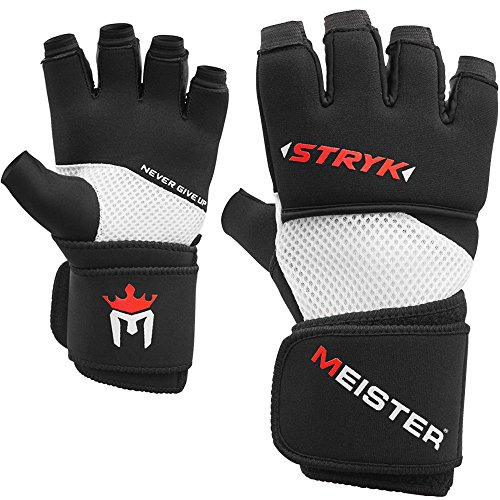 Meister Guantes Interiores STRYK con Gel Elite para Boxeo y MMA - Reemplazan los Vendas para Manos o para el Entrenamiento de los Golpes - Negro - Mediano/Grande