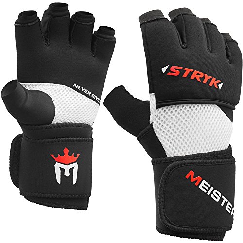 Meister Guantes Interiores STRYK con Gel Elite para Boxeo y MMA - Reemplazan los Vendas para Manos o para el Entrenamiento de los Golpes - Negro - Mediano/Grande