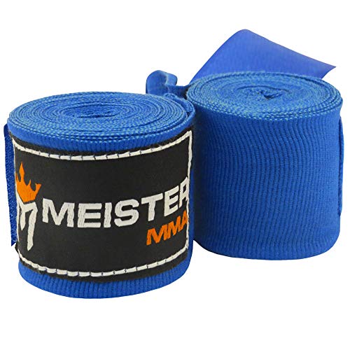 Meister Junior 108" Vendas para Manos de algodón elásticas para MMA y Boxeo (Par) - Azul