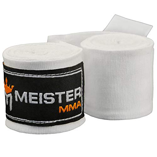 Meister Junior 108" Vendas para Manos de algodón elásticas para MMA y Boxeo (Par) - Blanco Meister Junior 108" Vendas para Manos de algodón elásticas para MMA y Boxeo (Par) - Blanco