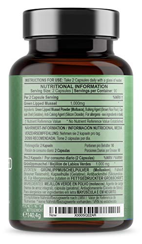 Mejillón de labios verdes - 500mg x 180 cápsulas | Mejill Labio Verde Extracto Suplemento - Producto natural, hecho en el Reino Unido | Tabletas de Mejillon Labios Verdes de la más alta calidad Mejillón de labios verdes - 500mg x 180 cápsulas | Mejill Labio Verde Extracto Suplemento - Producto natural, hecho en el Reino Unido | Tabletas de Mejillon Labios Verdes de la más alta calidad