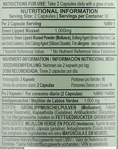Mejillón de labios verdes - 500mg x 180 cápsulas | Mejill Labio Verde Extracto Suplemento - Producto natural, hecho en el Reino Unido | Tabletas de Mejillon Labios Verdes de la más alta calidad Mejillón de labios verdes - 500mg x 180 cápsulas | Mejill Labio Verde Extracto Suplemento - Producto natural, hecho en el Reino Unido | Tabletas de Mejillon Labios Verdes de la más alta calidad