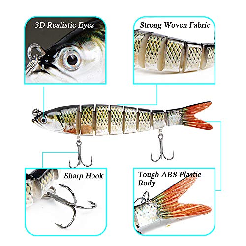 MEJOSER 3 Señuelos de Pesca 18g 18,7g 27g Cebos de Pescar Articulados Artificiales Señuelos Spinning para Calamar Lubina Río Mar