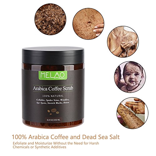 Melao Exfoliante corporal de café 100% natural, hidratante, 250 ml Melao Exfoliante corporal de café 100% natural, hidratante, 250 ml