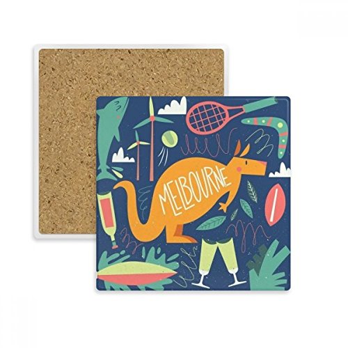 Melbourne Australia canguro tenis Surf cuadrado taza de posavasos de absorbente Piedra para bebidas – Regalo Melbourne Australia canguro tenis Surf cuadrado taza de posavasos de absorbente Piedra para bebidas – Regalo