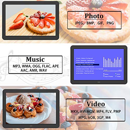 MELCAM Marco Digital 8 Pulgadas, Marco de Fotos Digital IPS FHD 1920 * 1080 con Control Remoto y Trajeta SD 32GB, Foto/Música/Video/Despertador/Calendario, Negro