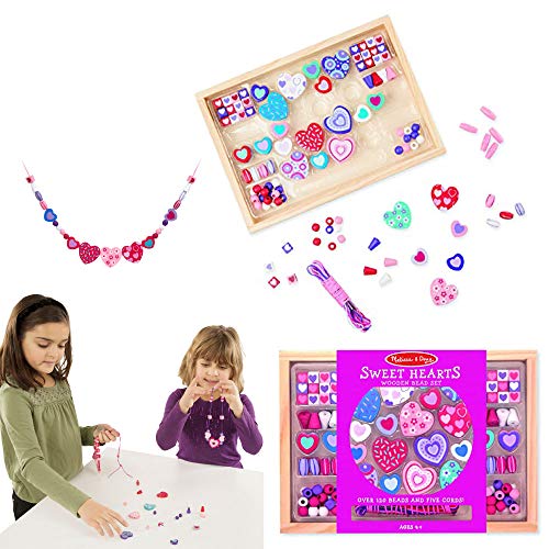 Melissa & Doug- Created by Me Heart Beads Kit de Cuentas de Madera, Multicolor (14175) , color/modelo surtido