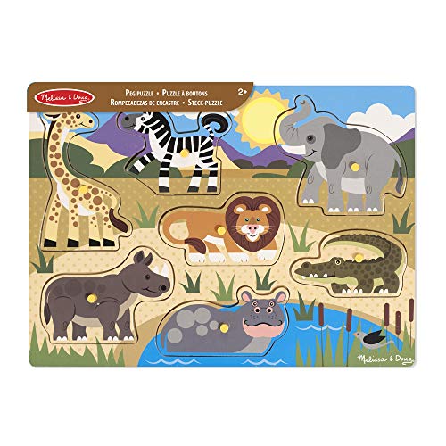 Melissa & Doug- Safari Peg Juego Puzzle con 7 Piezas, Multicolor (19054) Melissa & Doug- Safari Peg Juego Puzzle con 7 Piezas, Multicolor (19054)