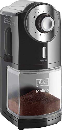 Melitta 1019-02 Molino - Molinillo de café eléctrico, Disco plano, Negro