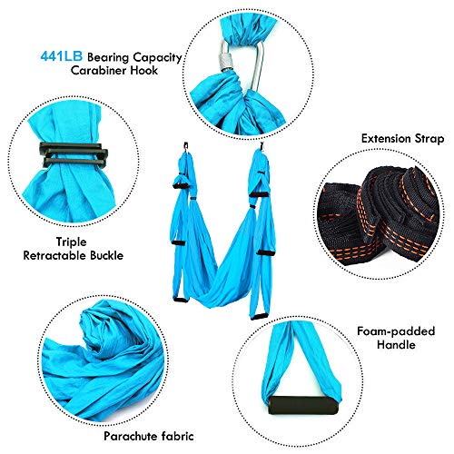 MelkTemn Columpio de Yoga Aéreo Hamaca de Yoga/Yoga Aéreo/Yoga Trapecio,Tafetán de Nailon Antigravedad Swing Sling Inversión para Colgarse y Aliviar el Dolor de Espalda, para Gimnasio, hogar