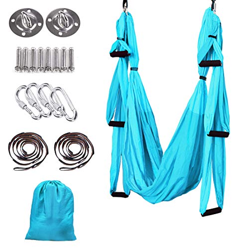 MelkTemn Columpio de Yoga Aéreo Hamaca de Yoga/Yoga Aéreo/Yoga Trapecio,Tafetán de Nailon Antigravedad Swing Sling Inversión para Colgarse y Aliviar el Dolor de Espalda, para Gimnasio, hogar