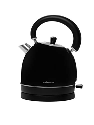 Mellerware Spring! Hervidor eléctrico Tipo Kettle. 100ºC Temperatura de Trabajo. 1,80 litros de Capacidad. Indicador de Nivel de Agua. Diseño Elegante. Acero Inoxidable (Negro)