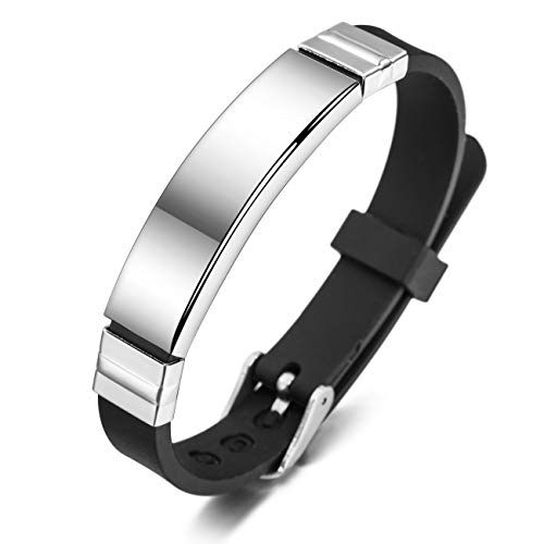 MeMeDIY Nombres De Grabado Personalizados Pulsera De Identificación De Muñeca Deportiva Personalizada para Hombres Mujeres Niños Caucho De Acero Inoxidable Ajustable - (13mm Amplia, Blanco Color) MeMeDIY Nombres De Grabado Personalizados Pulsera De Identificación De Muñeca Deportiva Personalizada para Hombres Mujeres Niños Caucho De Acero Inoxidable Ajustable - (13mm Amplia, Blanco Color)