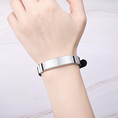 MeMeDIY Nombres De Grabado Personalizados Pulsera De Identificación De Muñeca Deportiva Personalizada para Hombres Mujeres Niños Caucho De Acero Inoxidable Ajustable - (13mm Amplia, Blanco Color) MeMeDIY Nombres De Grabado Personalizados Pulsera De Identificación De Muñeca Deportiva Personalizada para Hombres Mujeres Niños Caucho De Acero Inoxidable Ajustable - (13mm Amplia, Blanco Color)