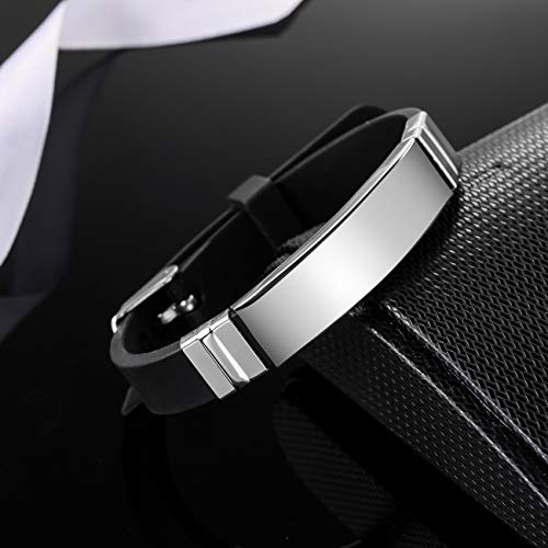 MeMeDIY Nombres De Grabado Personalizados Pulsera De Identificación De Muñeca Deportiva Personalizada para Hombres Mujeres Niños Caucho De Acero Inoxidable Ajustable - (13mm Amplia, Blanco Color) MeMeDIY Nombres De Grabado Personalizados Pulsera De Identificación De Muñeca Deportiva Personalizada para Hombres Mujeres Niños Caucho De Acero Inoxidable Ajustable - (13mm Amplia, Blanco Color)