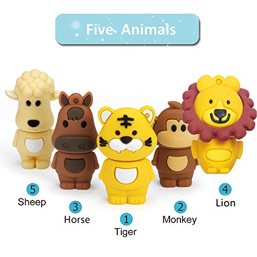 Memoria Flash USB de 16 GB Paquete de 5 Piezas, BorlterClamp Unidad Flash USB Memory Stick con Patrón Animal Lindo, Regalo para Estudiantes y Niños Memoria Flash USB de 16 GB Paquete de 5 Piezas, BorlterClamp Unidad Flash USB Memory Stick con Patrón Animal Lindo, Regalo para Estudiantes y Niños
