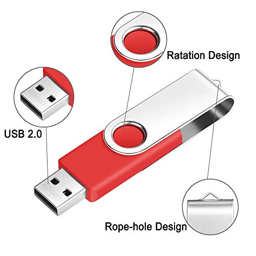 Memoria USB 16GB Pendrive 10 Piezas - Práctico Pen Drive 16 GB Económico 10 Unidades Portátil Flash Drives - Giratorio Llave USB 2.0 Almacenamiento de Datos Multicolor con Cuerdas by FEBNISCTE