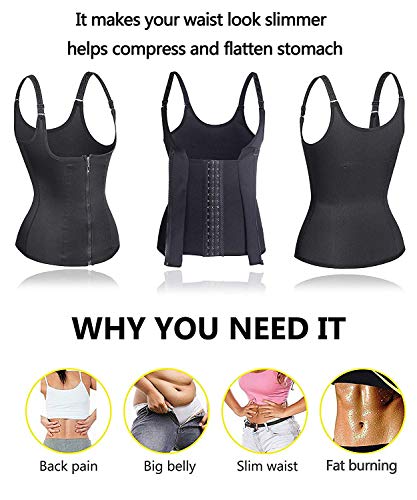 Memoryee Faja Reductora Mujer Camisetas Sauna Adelgazantes Cinturón de Entrenamiento para Mujeres Corsé/Negro/S,