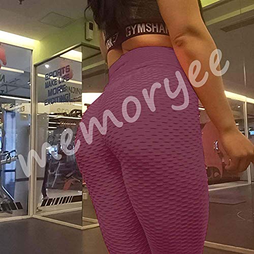 Memoryee Panal arrugado para nalgas de las mujeres leggings Levante los pantalones de yoga de cintura alta Elegante con gimnasio de control de la barriga (Pasta de frijol, S) Memoryee Panal arrugado para nalgas de las mujeres leggings Levante los pantalones de yoga de cintura alta Elegante con gimnasio de control de la barriga (Pasta de frijol, S)