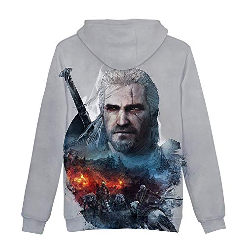 Mempire Unisex Sudadera con Capucha Witcher Cosplay Wild Hunt Geralt de Rivia Sudadera Deportes Sudadera Anime Traje (A,XL)