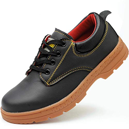 Meng Hombre Zapatos de Seguridad Hembra Zapatillas de Trabajo S1 con Puntera de Acero Calzado Antideslizante Transpirables Industriales Zapatos (Color : Black, Size : 41)
