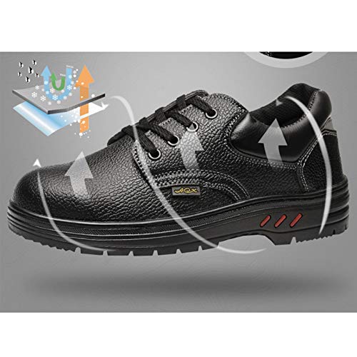 Meng Zapatos de Seguridad for Hombre con Puntera de Acero Zapatillas de Seguridad Trabajo, Calzado de Industrial y Deportiva (Color : Black, Size : 42)