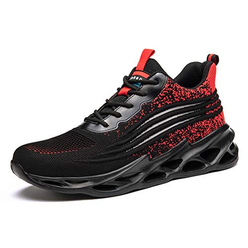 Meng Zapatos de Seguridad para Hombres Zapatos de Acero con Punta de Seguridad,Zapatillas Deportivas Ligeras e Industriales Transpirables (Color : Red, Size : 43)