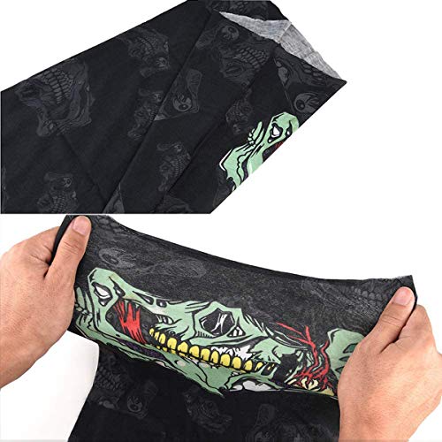 Mengger 10Pcs Elastica Pañuelo Cabeza Verano bandana multifunción bufanda deportiva bragas de cabeza turbante cuello calavera moto bufandas para Hombre Mujer Con 2 pares guantes de protección solar