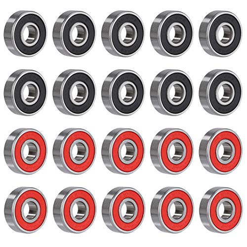 MengH-SHOP Rodamientos de Bolas 608RS Cojinetes de Bolas de Ranura Profunda Sellado Doble para Skateboard Scooter Patines 20 Piezas