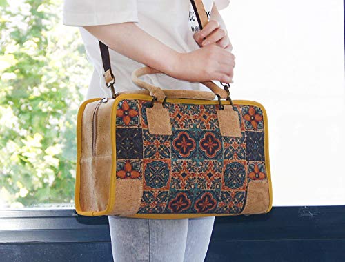 MENKAI-Bolso de Natural Corcho con Bandolera y Diseño Estampado Tote Bag/Cork Wallet, 2pc MENKAI-Bolso de Natural Corcho con Bandolera y Diseño Estampado Tote Bag/Cork Wallet, 2pc