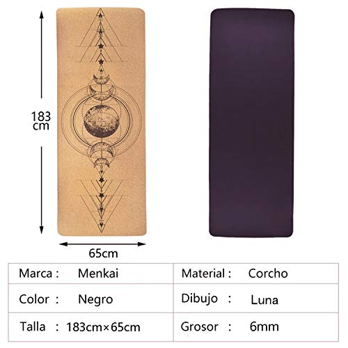 MENKAI - Esterilla de Yoga-Incluye Correa de Transporte y 2PC Bola para Masajes-100% Ecológicos Corcho - Esterilla de Deporte Antideslizante - Yoga Mat de 183x65cm