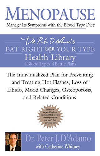 Menopause: Manage Its Symptoms with the Blood Type Diet: The Individualized Plan for Preventing and Treating Hot Flashes, Lossof Libido, Mood ... Related Conditions (Eat Right 4 Your Type) Menopause: Manage Its Symptoms with the Blood Type Diet: The Individualized Plan for Preventing and Treating Hot Flashes, Lossof Libido, Mood ... Related Conditions (Eat Right 4 Your Type)