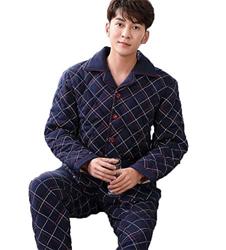 Men's Pyjama Otoño E Invierno para Hombre Fibra De Poliéster Pijama Loungewear/Ropa Interior/Ropa De Dormir/Ropa De Dormir Pantalones De Manga Larga Servicio Doméstico (Ltoxxxl),XL