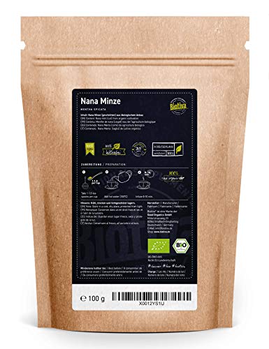 Menta nana orgánica 100 g - menta árabe cortada - menta marroquí - hierbabuena - sin agentes de relleno - llenada y verificada en Alemania (DE-ÖKO-005) Menta nana orgánica 100 g - menta árabe cortada - menta marroquí - hierbabuena - sin agentes de relleno - llenada y verificada en Alemania (DE-ÖKO-005)