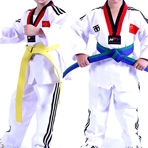 Mentin - Cinturón para taekwondo karate judo 250 x 4 cm, 9 colores (blanco, amarillo) Mentin - Cinturón para taekwondo karate judo 250 x 4 cm, 9 colores (blanco, amarillo)