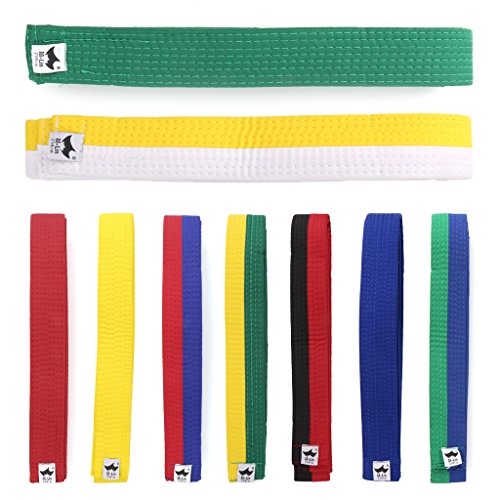 Mentin - Cinturón para taekwondo karate judo 250 x 4 cm, 9 colores (blanco, amarillo)