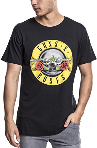 MERCHCODE Guns N Roses Classic Logo – Camiseta para Hombre, Color Negro, Cuello Redondo, tamaño XS a 3 x l, Hombre, Guns n' Roses Logo tee, Negro, Large