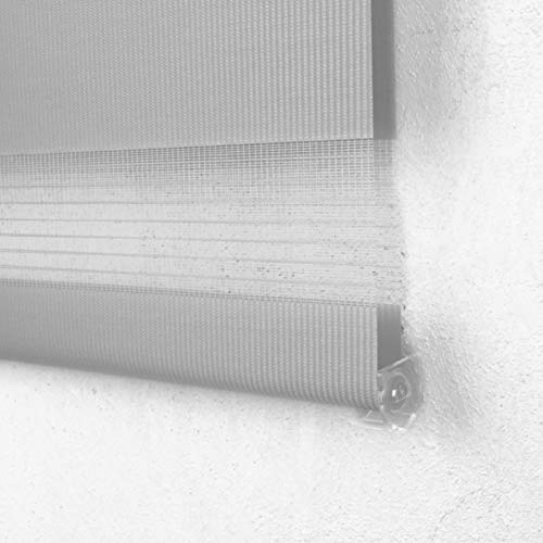 MERCURY TEXTIL Estor Enrollable de Doble Capa, Noche y Día, translúcido y oscurecido (140 x 180 cm, Gris)