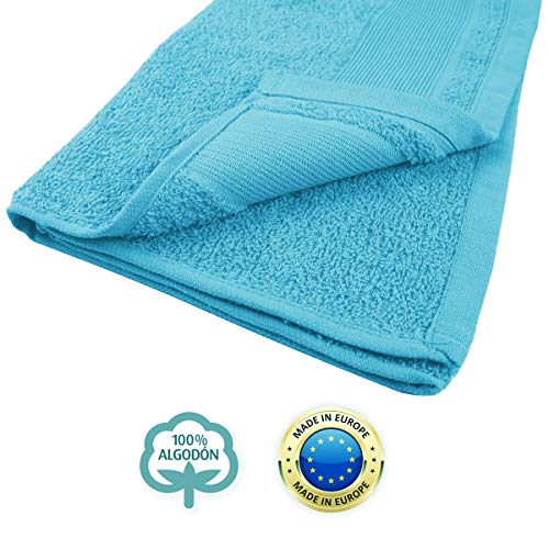 MERCURY TEXTIL - Juego de Toallas, de 100% Algodón Colores Resistentes,Gimnasio, Piscina,Cuarto de Baño,Casa (Azul Turquesa, 2 baño + 2 Manos + 2 bidé)