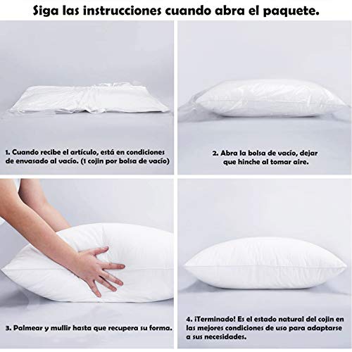 MERCURY TEXTIL- Relleno de Cojin Juego de 2/4 Unidades Super Suave Mullido, Antialergico, Fibra Hueca de Alta recuperacion, para Sofá,Cama,Coche (2 Rellenos, 45X45 cm)