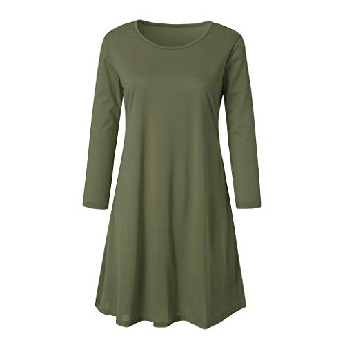 MERICAL Vestido de Fiesta Largo hasta la Rodilla de Manga Larga para Mujer(Verde,Small)