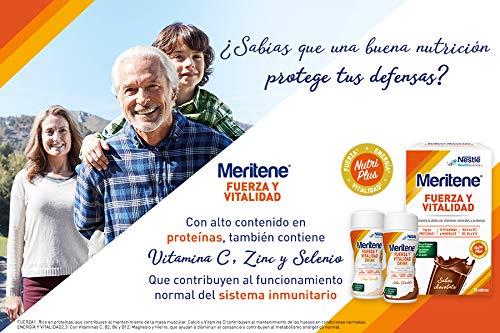 Meritene® FUERZA Y VITALIDAD - Suplementa tu nutrición y mantén tu sistema inmune con vitaminas, minerales y proteínas- Batido de Vainilla - Estuche (15 sobres de 30g)