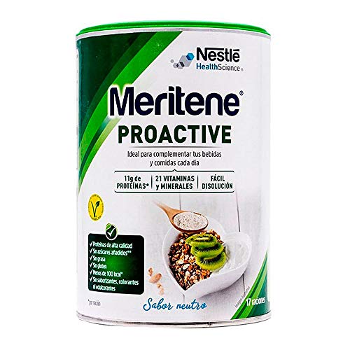 Meritene® PROACTIVE - Ingredientes con beneficios sobre el tono muscular, la salud ósea, el sistema inmune y madurez de la mujer - Sabor Neutro - Bote 408g (17 raciones)