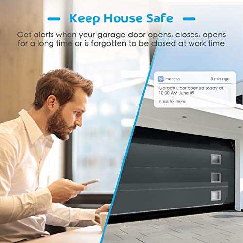 Meross Wi-Fi Controlador de Puerta de Garaje. Se Puede Usar con el Control Remoto Original de la Puerta de Garaje Existente. Compatible con Alexa, Google Assistant y SmartThings.