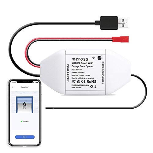 Meross Wi-Fi Controlador de Puerta de Garaje. Se Puede Usar con el Control Remoto Original de la Puerta de Garaje Existente. Compatible con Alexa, Google Assistant y SmartThings.