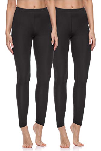 Merry Style Lote de 2 Leggins Largos Mallas Deportivas Mujer MS10-198 (Negro/Negro, XL)