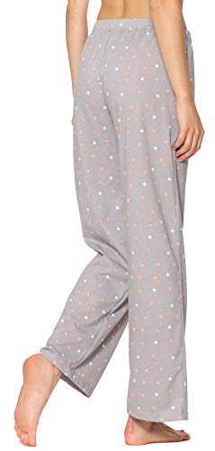 Merry Style Pantalones Largos de Pijamas 100% Algodón Mujer MPP-001 (Gris/Puntos, S)