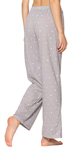 Merry Style Pantalones Largos de Pijamas 100% Algodón Mujer MPP-001 (Gris/Puntos, S) Merry Style Pantalones Largos de Pijamas 100% Algodón Mujer MPP-001 (Gris/Puntos, S)